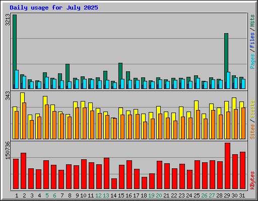 Daily usage for July 2025